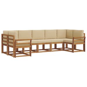 vidaXL Utomhussoffset med kudde 7 pcs Naturlig och Beige