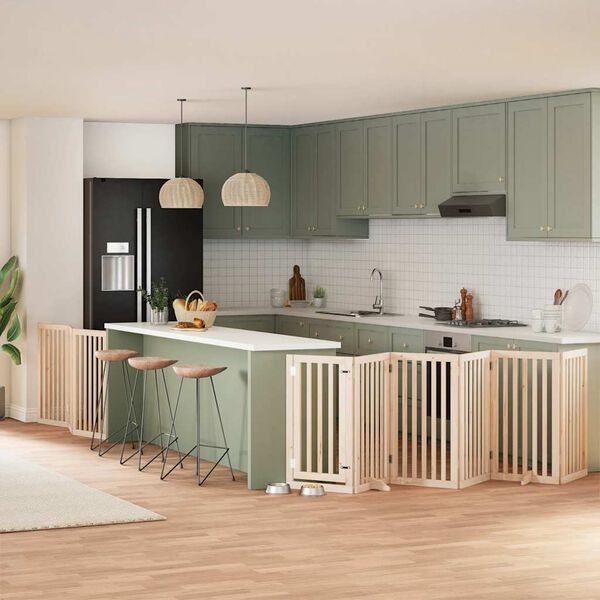 vidaXL Hundgrind med d&ouml;rr vikbar 9 paneler 450 cm poppel