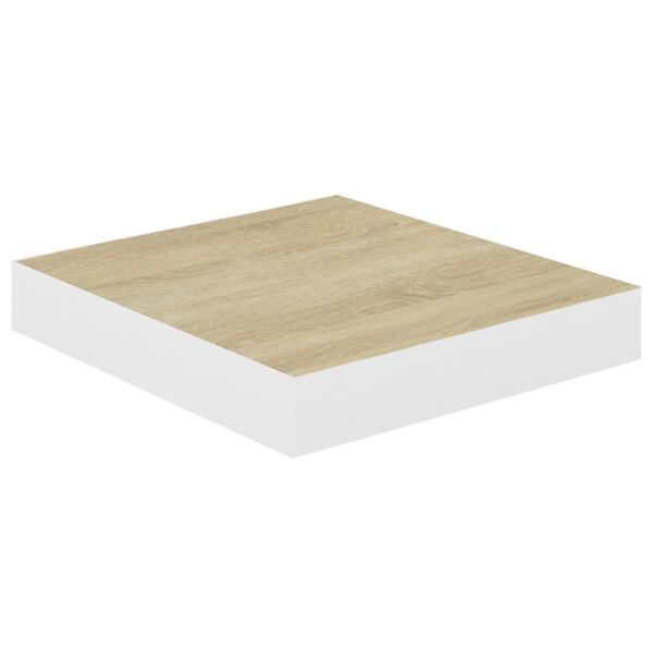 vidaXL Svävande vägghyllor 2 st ek och vit 23x23,5x3,8 cm MDF