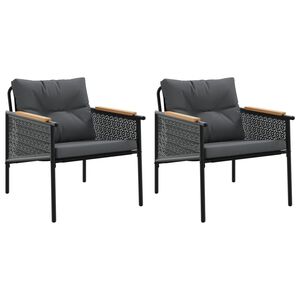 vidaXL Tr&auml;dg&aring;rdsstolar med dynor 2 st svart st&aring;l