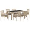 vidaXL Tr&auml;dg&aring;rdsm&ouml;belset 7 st Beige konstrotting