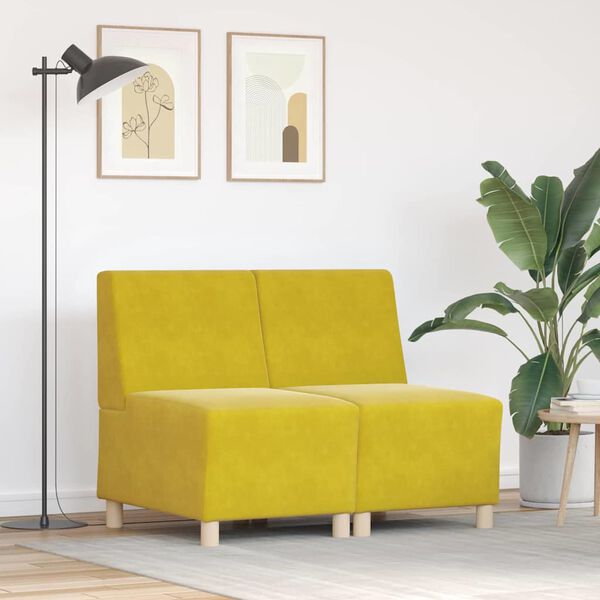 vidaXL Modulsofa utan armst&ouml;d 2 pcs Gul 55 x 74 x 82 cm Sammet