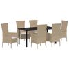 vidaXL Tr&auml;dg&aring;rdsm&ouml;belset 7 st Beige konstrotting