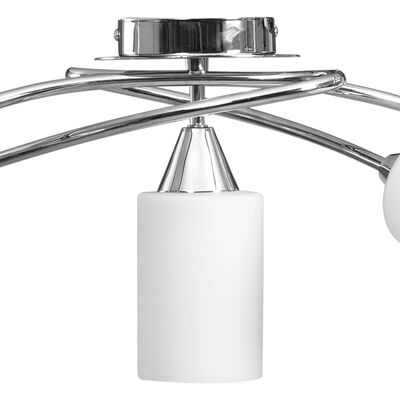 vidaXL Taklampa med keramikskärmar för 5 E14-lampor vit kon