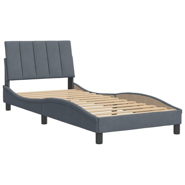 vidaXL Bed Frame without Mattress "Hanko" Dark Grey 80x200 cm Velvet