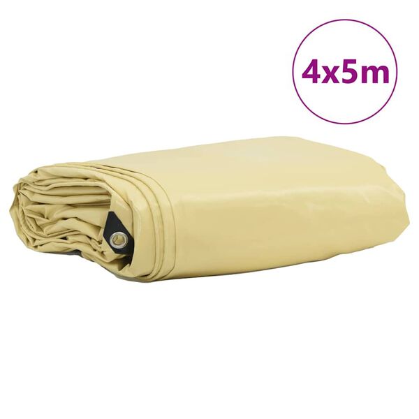 vidaXL Presenning 650g / m&sup2; Beige 4 x 5 m Canvas med PVC-bel&auml;ggning
