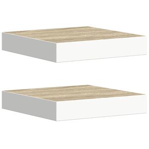 vidaXL Sv&auml;vande v&auml;gghyllor 2 st ek och vit 23x23,5x3,8 cm MDF