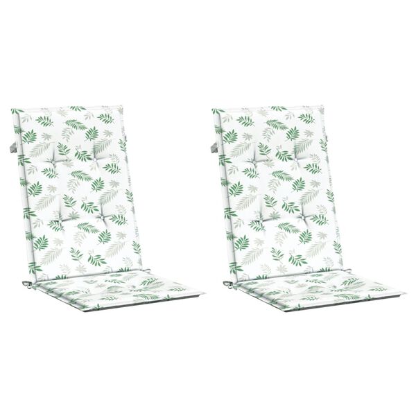 vidaXL Stolsdynor f&ouml;r stolar med h&ouml;g rygg 2 st bladm&ouml;nster tyg