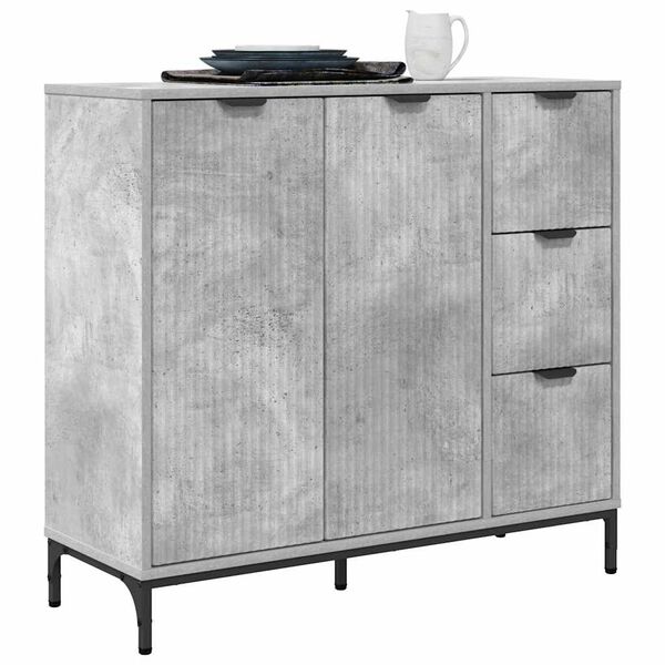 vidaXL Sideboard med låda Betonggrå 89,5 x 33 x 82 cm Konstruerat trä