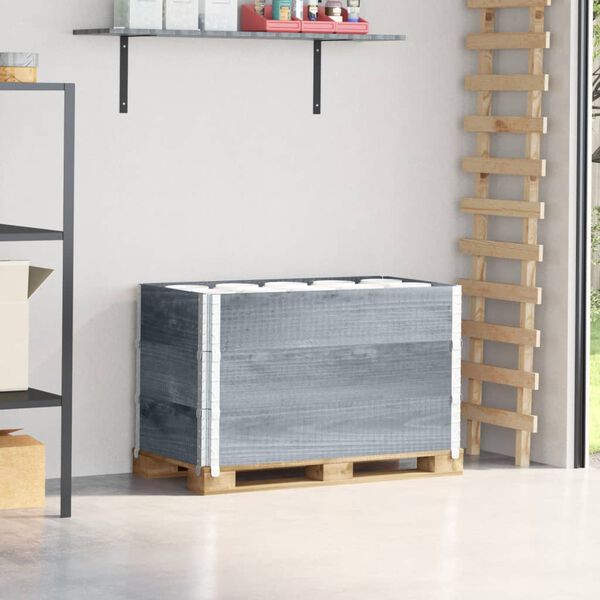 vidaXL Pallkragar 3 st gr&aring; 100x50 cm massivt furu