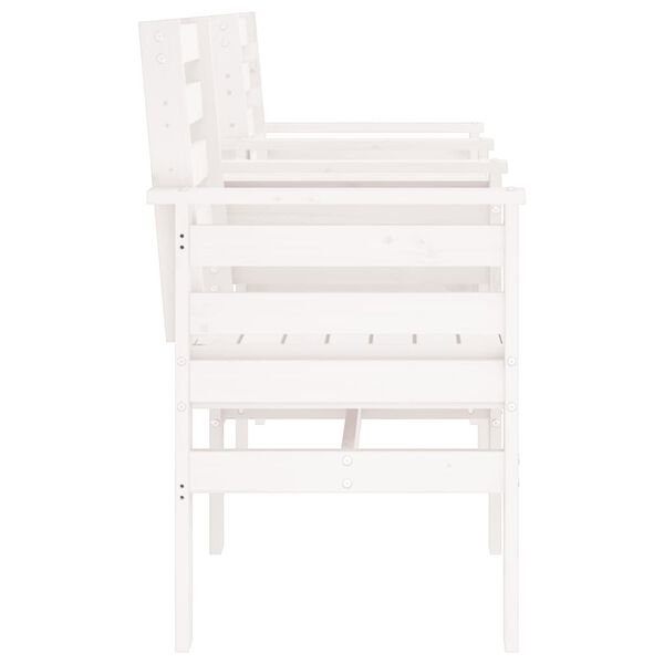 vidaXL Trädgårdsbänk med bord 2-sits vit massiv furu