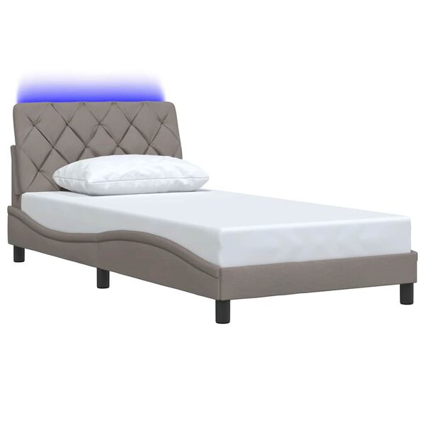 vidaXL Bed Frame with LED without Mattress Taupe 100x200 cm Fabric