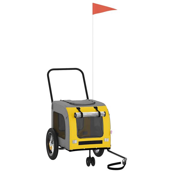 vidaXL Cykelk&auml;rra f&ouml;r husdjur med lagring Gul och Gr&aring; 125 x 53 x 54 cm