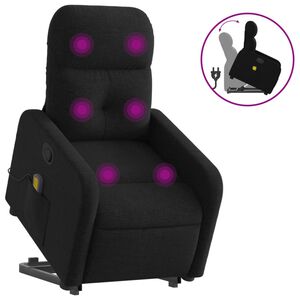 vidaXL Massagef&aring;t&ouml;lj med uppresningshj&auml;lp svart tyg
