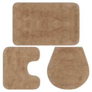vidaXL Badrumsmattor 3 st tyg beige