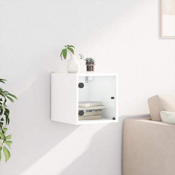 vidaXL S&auml;ngsk&aring;p med glasd&ouml;rr vit 35x37x35 cm