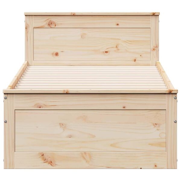 vidaXL Sängram utan madrass med huvudgavel 75x190 cm massiv furu