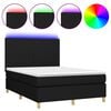 vidaXL Rams&auml;ng med madrass & LED svart 140x200 cm tyg