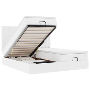 vidaXL Ottoman s&auml;ngram med madrasser vit 160x200 cm konstl&auml;der