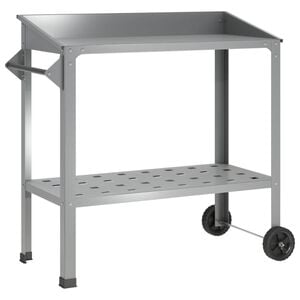 vidaXL Planteringsbord med hjul Silver 96 x 50 x 89 cm