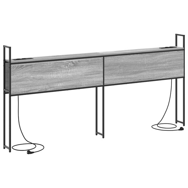 vidaXL F&ouml;rvaringsgavel med Laddstation Gr&aring; sonoma 203 x 15 x 98 cm