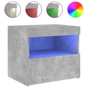 vidaXL S&auml;ngbord med LED-lampor betonggr&aring; 50x40x45 cm