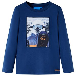 vidaXL T-shirt med l&aring;nga &auml;rmar f&ouml;r barn jeansbl&aring; 92