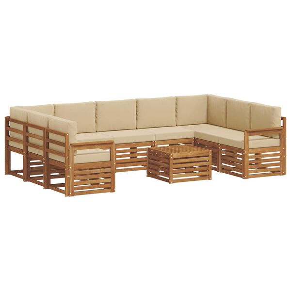 vidaXL Soffgrupper 10 pcs Naturlig och Beige Massivt Akaciatr&auml;