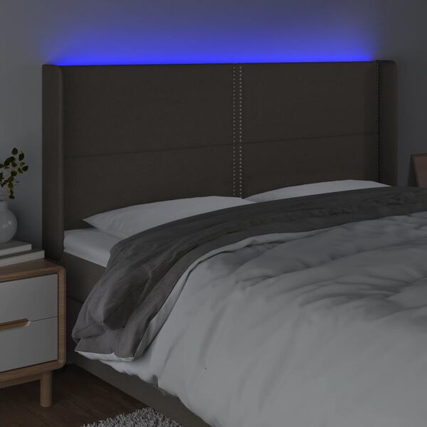 vidaXL S&auml;nggavel LED taupe 163x16x118/128 cm tyg