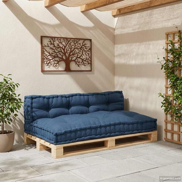 vidaXL Pallettsoffa Kudde 2 pcs Indigo 120 x 80 x 38 cm Tyg