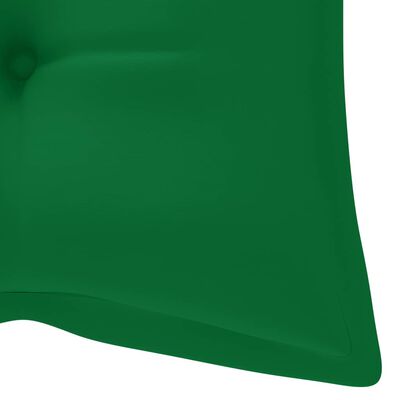 vidaXL Gungbänk med grön dyna 120 cm massiv teak