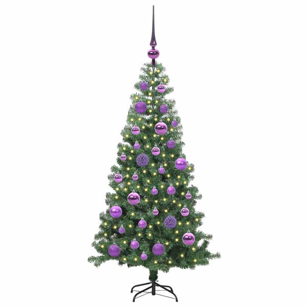 vidaXL Julgran med 150 LED-lampor med stativ Gr&ouml;n 120 cm PVC