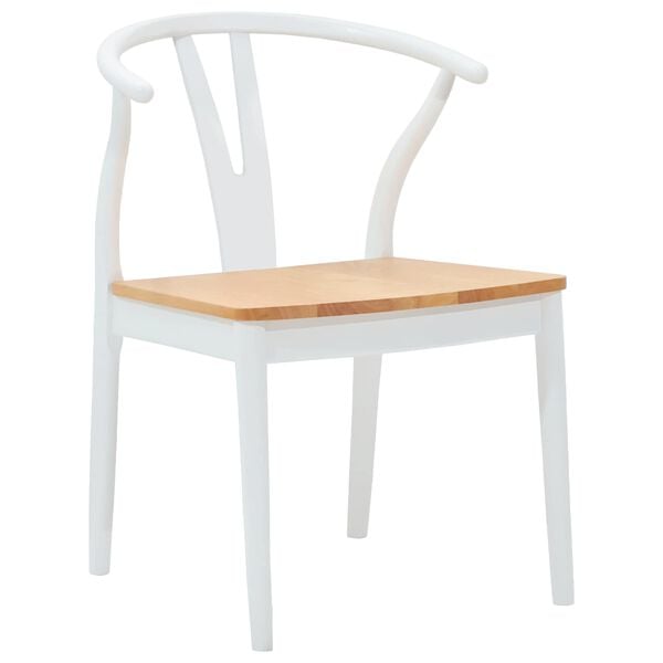 vidaXL Matstol 2 pcs Vit och Naturlig Massiv Gummitr&auml;