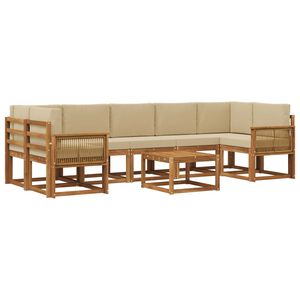 vidaXL Utomhussoffset med kudde 8 pcs Naturlig och Beige Polyester