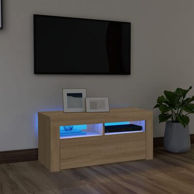 vidaXL TV-bänk med LED-belysning sonoma-ek 90x35x40 cm