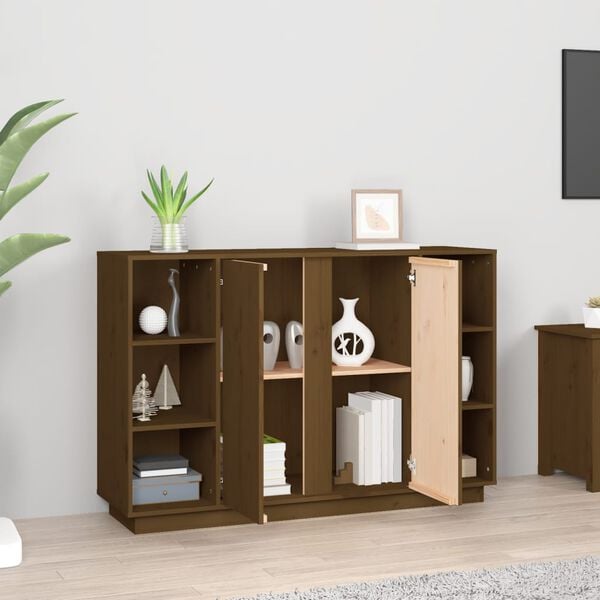 vidaXL Sk&auml;nk honungsbrun 120x35x80 cm massiv furu