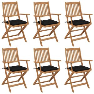 vidaXL Hopf&auml;llbara tr&auml;dg&aring;rdsstolar med dynor 6 st massivt akaciatr&auml;