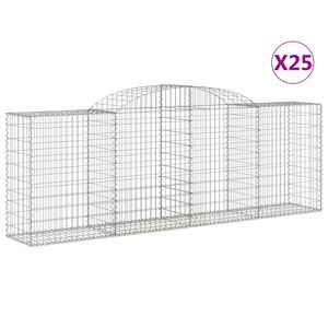 vidaXL Gabioner b&aring;gformade 25 st 300x50x100/120 cm galvaniserat j&auml;rn