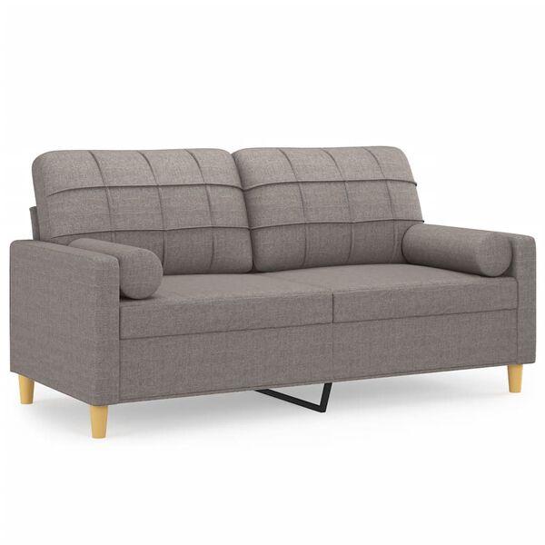 vidaXL 2-sits soffa med prydnadskuddar taupe 140 cm tyg