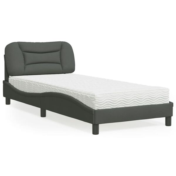 vidaXL Bed with Mattress "Hvar" Dark Grey 80x200 cm Fabric