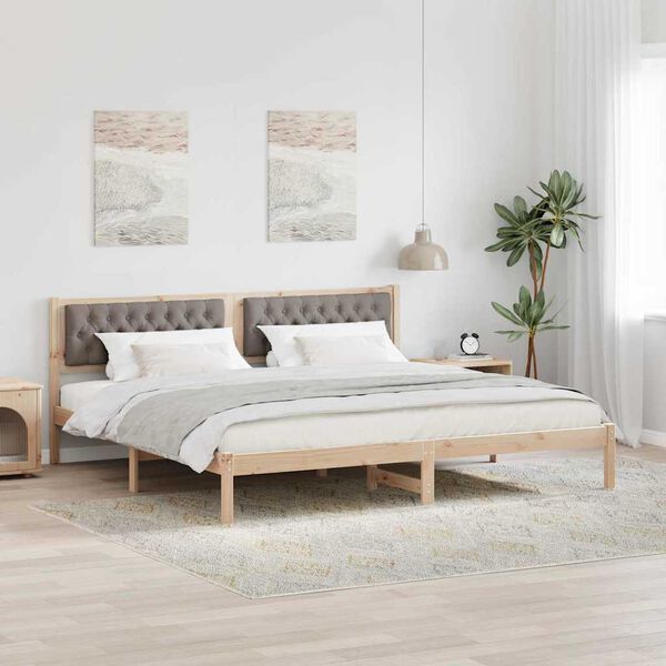 vidaXL S&auml;ngram med huvudgavel Taupe 200 x 200 cm Massiv furu