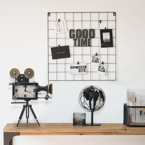 vidaXL Bordsklocka svart 34x18x47 cm j&auml;rn och MDF