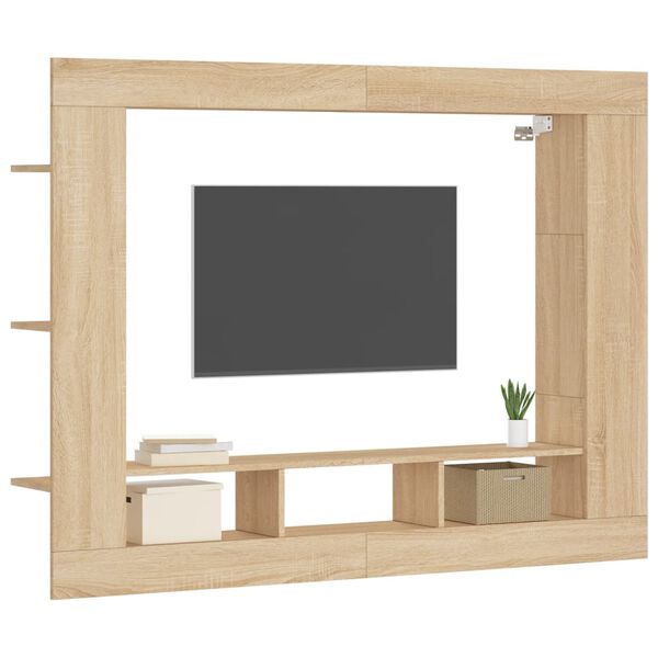 vidaXL Tv-hylla sonoma-ek 152x22x113 cm konstruerat tr&auml;