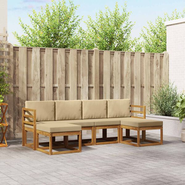 vidaXL Utomhussoffset 6 pcs Naturlig och Beige Konstruerat tr&auml;