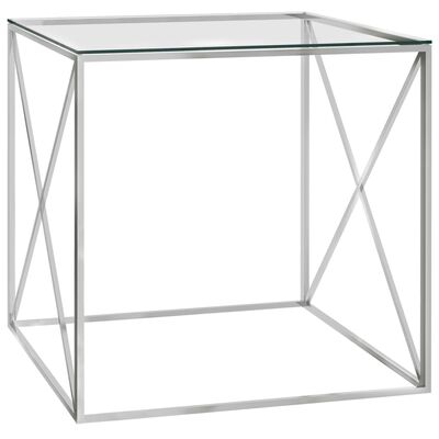 vidaXL Soffbord silver 55x55x55 cm rostfritt stål och glas