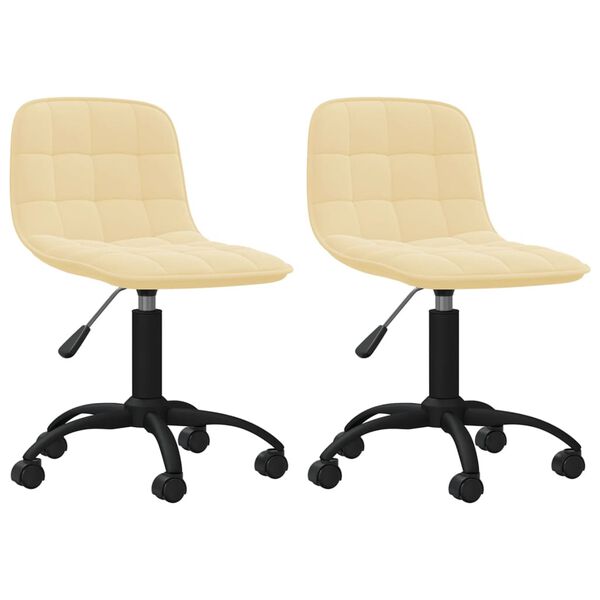 vidaXL Snurrbara matstolar 2 st gr&auml;ddvit sammet