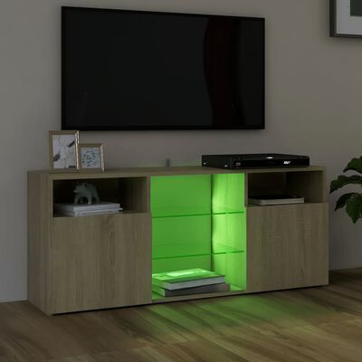 vidaXL TV-bänk med LED-belysning sonoma-ek 120x30x50 cm