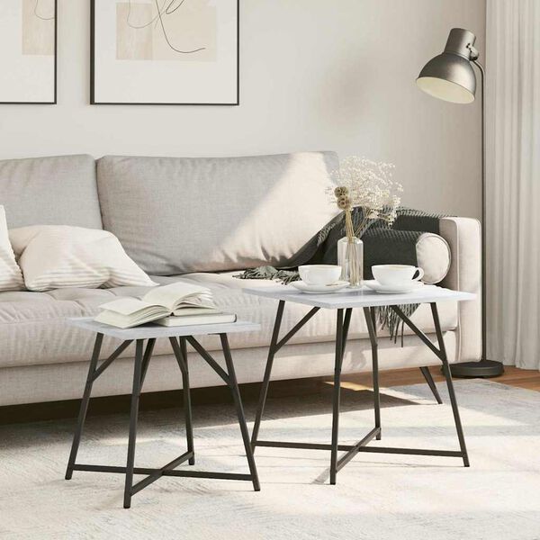 vidaXL Sidobordsset 2 pcs Gr&aring; Sonoma och Svart