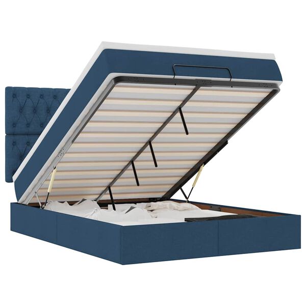 vidaXL Ottoman s&auml;ngram med madrass bl&aring; 140x190 cm tyg