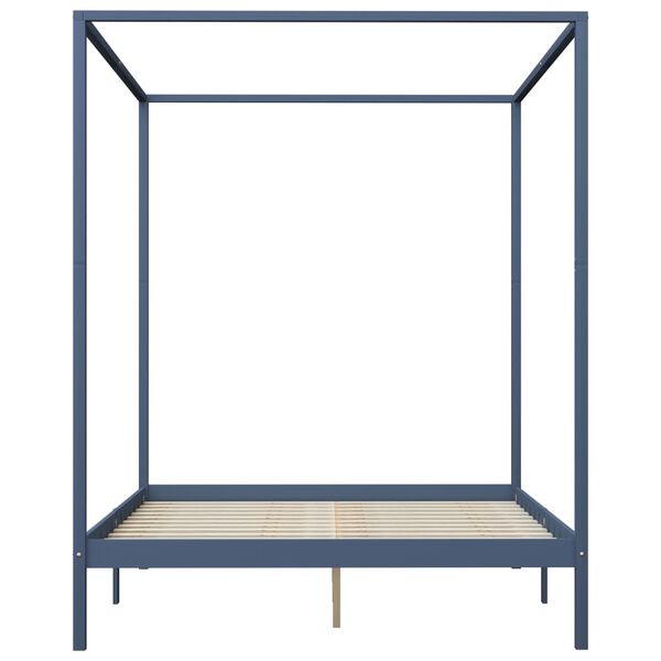 vidaXL Himmelsäng med 4 lådor grå massiv furu 160x200 cm